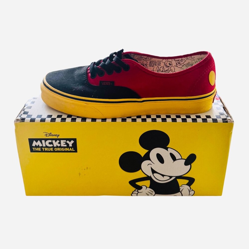 Vans Disney X Mickey Mouse Sneakers Red Black Yellow Size 8.5 Limited Edition
